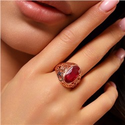 Кольцо с крупным камнем 21 р ювелирная бижутерия Дубайское золото покрытие позолота, вставка: фианит, цвет: малиновый, арт.314.597-21