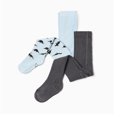 Колготки детские Крошка Я Dino, набор 2 пары, рост 68-74 см, голубой/т.серый