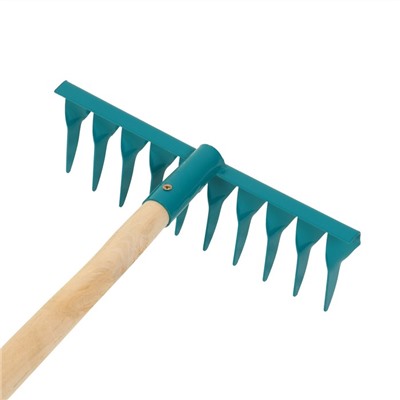 Грабли прямые, витой зуб, 10 зубцов, металл, деревянный черенок