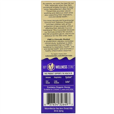 NaturaNectar, Bee Hero Throat Kids, Natural Propolis Spray, Berry Blast, 30 ml