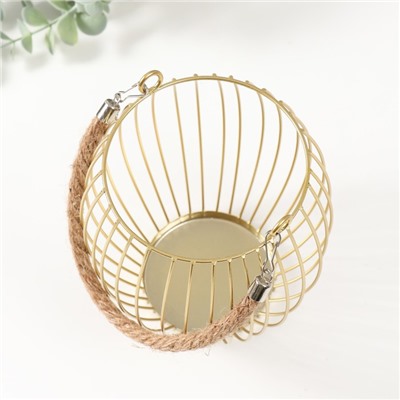 Подсвечник металл на 1 свечу «Корзина», d=10 см, бронза, 15×15×17 см