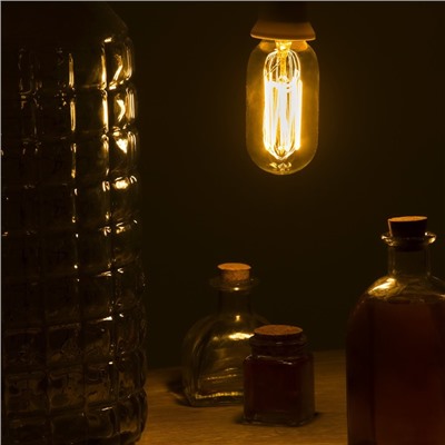 Лампа накаливания винтажная «Колба», T45, 60 Вт, Е27, 230 В, 113×45 мм, теплый белый