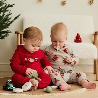 Костюм детский (кофта, штаны) «Крошка Я. Новогодние медвежата», рост 92-98 см