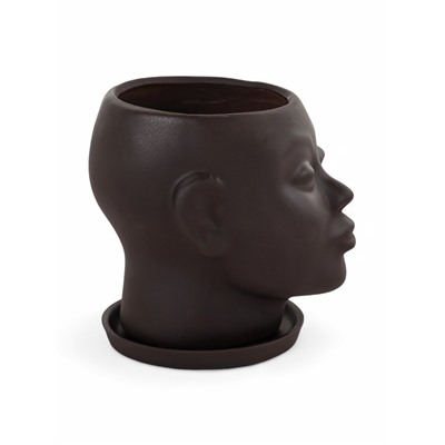 Декоративный горшок «Голова» коричневый, 1.3 л, 16×14×15 см