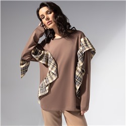 Лонгслив в стиле пэчворк, Гардеробная магия (коричневый)