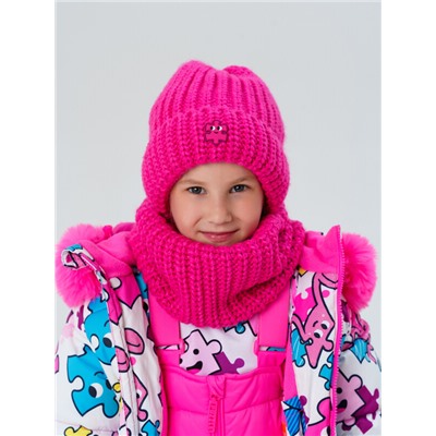 Комплект трикотажный для девочек: шапка, снуд