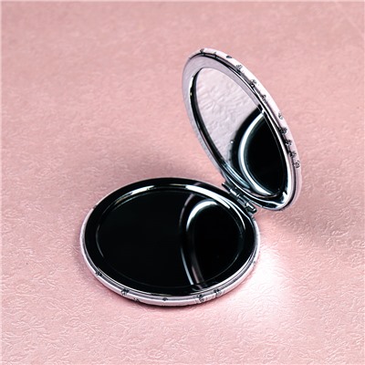 Зеркало карманное 7 см / GT358 /уп 50/300/ кожзам стразы