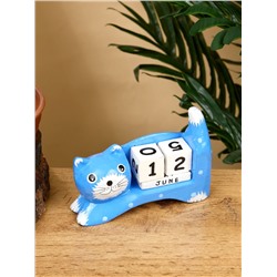 Календарь настольный «Кошка», 13×4×10 см, дерево, синий