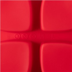 Форма для выпечки Доляна «Сердца», силикон, 16×16 см, 4 ячейки (7×7×3 см), цвет красный