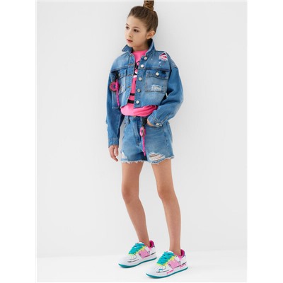 Шорты текстильные джинсовые для девочек