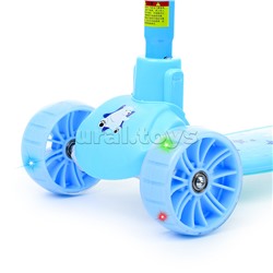 Самокат 3-х кол., голубой, PU, ABEC 7, в коробке