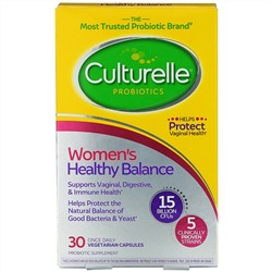 Culturelle, пробиотики, здоровый баланс для женщин, 30 вегетарианских капсул для ежедневного одноразового приема