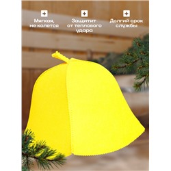 Шапка для бани и сауны «Классическая», полиэфир, жёлтая, «Добропаровъ»