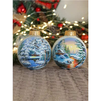 Набор из 2-х ёлочных шаров d=10 см «Дивный лес»