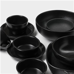 Блюдо для подачи Magistro Carbon, 200 мл, 11.5×10.3 см, керамика, набор 2 шт., чёрное
