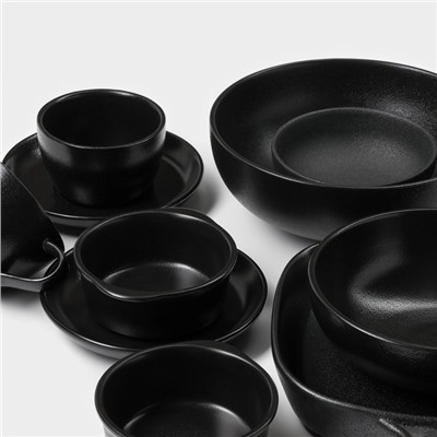 Блюдо для подачи Magistro Carbon, 200 мл, 11.5×10.3 см, керамика, набор 2 шт., чёрное