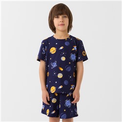 Пижама для мальчика (футболка и шорты) KAFTAN: Space, тёмно-синяя, размер 28 (86-92 см)