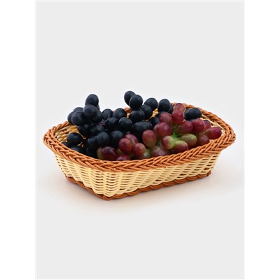 Корзинка фруктов и хлеба Доляна «Молочный шоколад», 25×17 см, пластик, плетёная, молочная