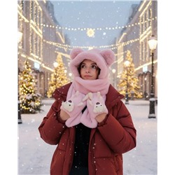 Шапка-шарф с ушками и шарфик