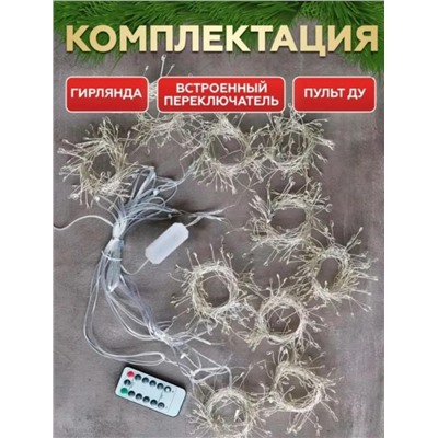 Гирлянда штора на окно хвойная лапа 3х2, мульти колор