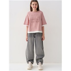 Брюки текстильные джинсовые для девочек