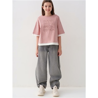 Брюки текстильные джинсовые для девочек