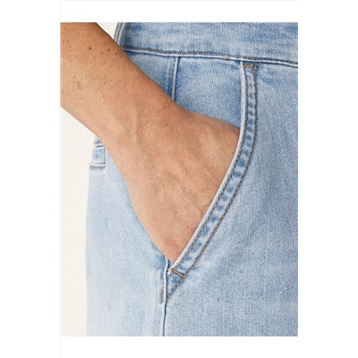 Широкие джинсы с защипами из эластичного денима VILATTE, 1230654