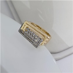 Кольцо 17 р ювелирная бижутерия Итальянское золото (покрытие желтое 14к), вставка: фианиты, цвет: прозрачный, арт.313.311-17