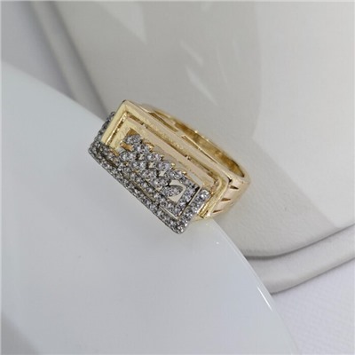 Кольцо 17 р ювелирная бижутерия Итальянское золото (покрытие желтое 14к), вставка: фианиты, цвет: прозрачный, арт.313.311-17