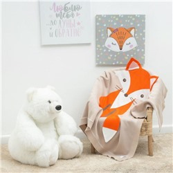 Вязаный плед "Крошка Я" Лисица, размер 90х90 см, цвет оранжевый