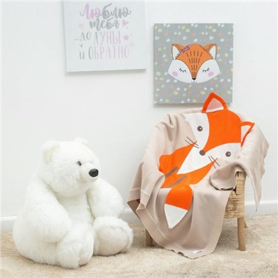 Вязаный плед "Крошка Я" Лисица, размер 90х90 см, цвет оранжевый