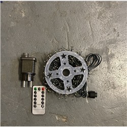 Гирлянда нить МИШУРА, хвойная лапа, (провод ЗЕЛЕНЫЙ) с ПУЛЬТОМ, свечение цветное