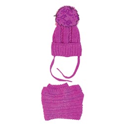Комплект трикотажный для девочек: шапка, снуд