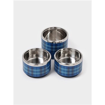 Ланч бокс TAKE IT EASY «Клеточка», 1.35 л, 3 уровня, сохраняет тепло 3 ч, нержавеющая сталь, синий