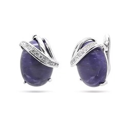 Серьги из серебра чароит, МЦВ064