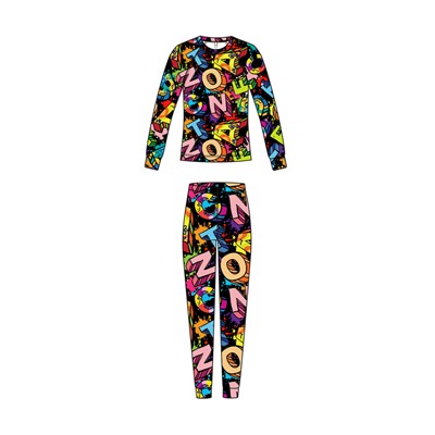 Термокомплект трикот. для девочек: фуфайка (футболка) с длин. рук, брюки