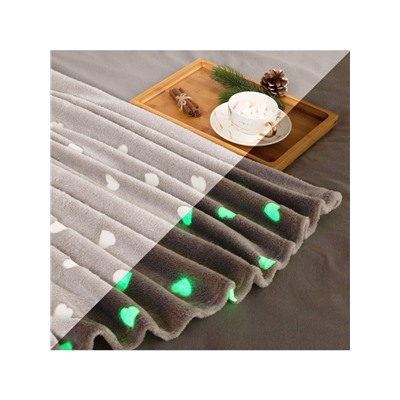 Плед светящийся в темноте «Этель. Love», 180×200 см, корал-флис