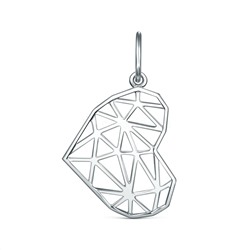 Подвеска сердце из серебра родированная 3001038064