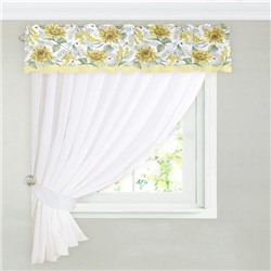 Тюль с подхватом и ламбрекеном «Солнечные цветы», 250×200 см, 100% п/э, вуаль