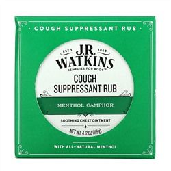 J R Watkins, Cough Suppressant Rub, Menthol Camphor,  4.12 oz (116 g)
