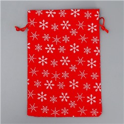 Мешочек подарочный новогодний холща «Парад снежинок», 16×24 см ± 1.5 см