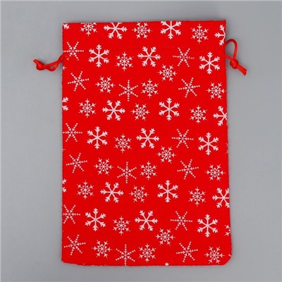 Мешочек подарочный новогодний холща «Парад снежинок», 16×24 см ± 1.5 см