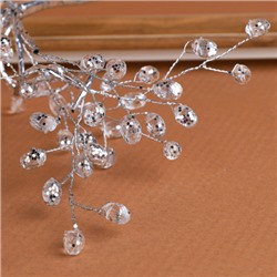 Ветка декоративная стеклярус 50 см / SA20227-A2 /уп 50/200/серебро*