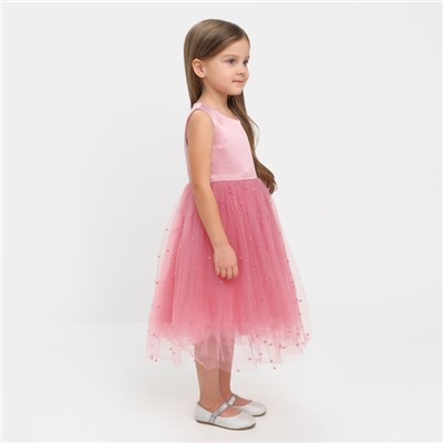 Платье нарядное для девочки KAFTAN, с бусинами, рост 134-140 см, розовое