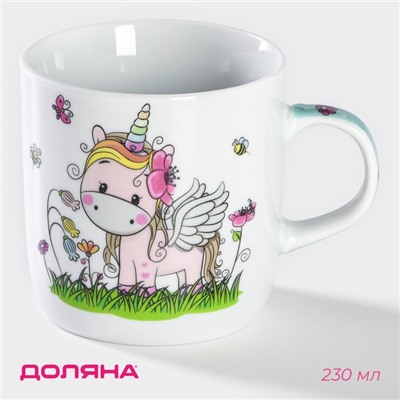 Кружка Доляна «Единорожка», 230 мл, керамика, белая
