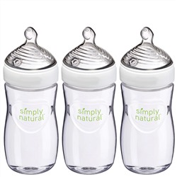 NUK, Simply Natural, бутылочки, от 1 месяца, 3 штуки, 9 унц. (270 мл) каждая