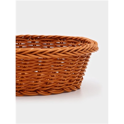 Корзинка для фруктов и хлеба Доляна «Капучино», 21×7 см, пластик, плетёная, коричневая