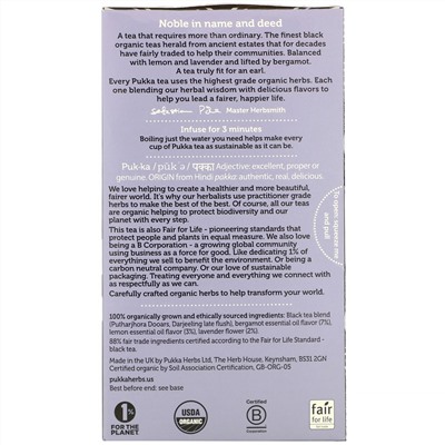 Pukka Herbs, Organic Gorgeous Earl Grey, 20 Black Tea Sachets, 1.41 oz (40 g)