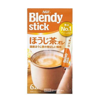Растворимый зелёный чай Ходзича с молоком в стиках Blendy Stick AGF, Япония, 58,2 г (9,7 г х 6 шт.) Акция