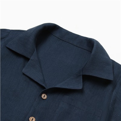 Костюм детский (рубашка и шорты) «Крошка Я» Linen, рост 86-92 см, синий
